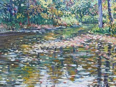 1930’s Impressionist Summer Pool Clarence W. Snyder 1873-1948, listed PA artist