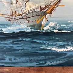 Hewitt Jackson Original Oil Painting Clipper Ship At Sea Signed Framed