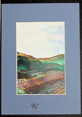 Encaustic Wax Abstract Landscape Painting Signed In Mat Vintage California 1995