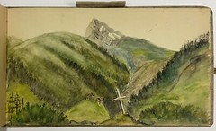 Antique 1888 WATERCOLOR ALBUM Sketch Book 32 PAINTINGS Landscape Travel Folk Art