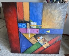 Large Modern Abstract Wall Painting 50x50x3 Inches 14 Lbs. Signed. Beautiful.