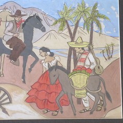 Mid Century Mexican Illustration Painting 1940’s Horse Cowboy Cactus Musician