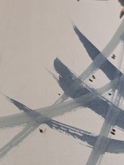 Vintage Japanese Sumi-e Ink Wash Painting Cicadas on Bamboo Signed Red Seal…