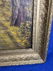 1902 Oil Painting Signed ALT Country Road Landscape Beautiful Frame 28.75 x 25