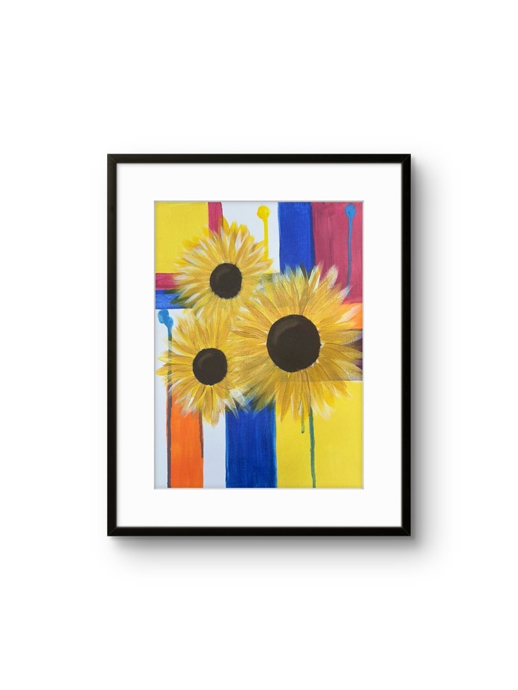 Original Sunflower 9×12 Acrylic Canvas Signed Impressionist Floral Home Decor