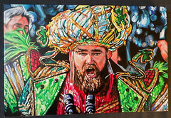 ORIGINAL ART NFL JASON KELCE PHILA EAGLES MUMMERS PRINT 8″ X 12″