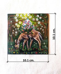 Original Acrylic Painting, Fawn in a Magical Forest, Fantasy, Whimsy Art, Deer