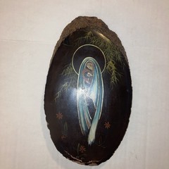 🌻Virgin Mary & Baby Jesus hand-painted on wood Slice, original painting