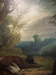 Desportes Oudry Old Oil on Canvas Dead Game Nature in Landscape 60×73