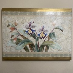 Large Original Mixed Media Painting Orchid Floral Gold Leaf By Christina 40X30