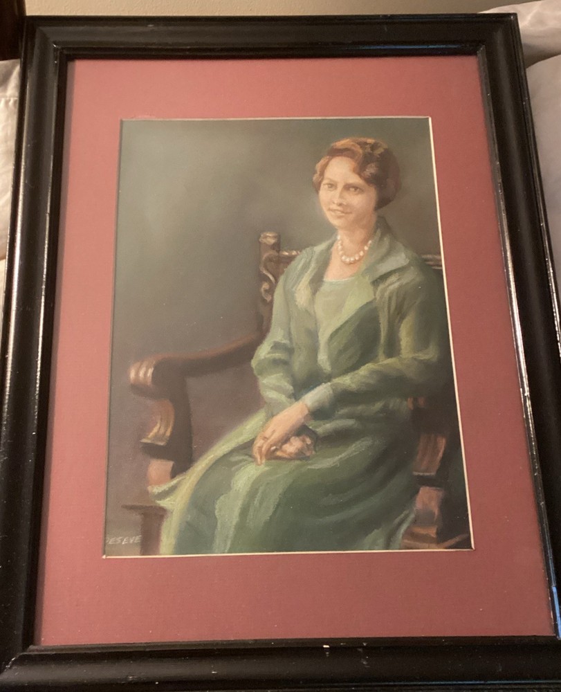 Vintage Pastel Painting Portrait 1930s