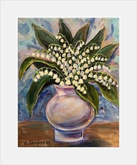 Lilly Of Valley Acrylic Painting Flower Bouquet Wall Art 8×10 Floral Wall Decor