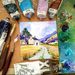 Ireland Original Painting Irish Cottage Oil Painting Unframed 6х6