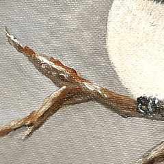 Black Capped Chickadee Oil Painting ACEO Original 8×10 Canvas Board Art Signed
