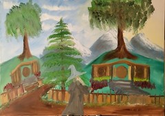 handmade oil painting on canvas Lord Of The Rings shire hobiton GANDALF bag end