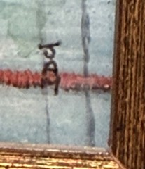 Vintage Signed Jam Swimmers Miniature Oil Painting Gold Frame