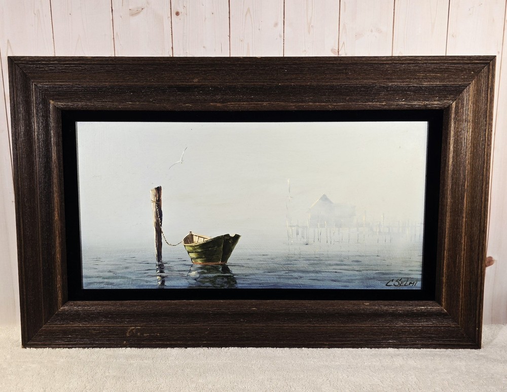 Original, Signed, Oil on Canvas, by Charles R. Selmi, Custom Wood Frame 13×21