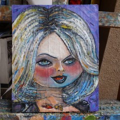 TIFFANY VALENTINE doll 8×10 oil painting Card Panel original art signed Crowell