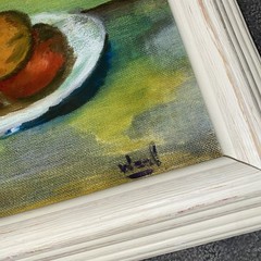 Vntg Oil Still Life Painting Fruit Plate Oranges Tabletop 14” X 17” Original