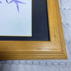 Original Watercolor Painting Yumiko Ichikawa Purple Bamboo Leaves Flowers Framed