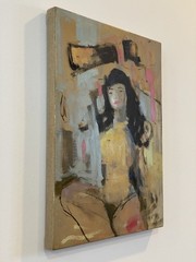 Modern Portrait of Woman Original OOAK Figure Oil Painting 12×16 by Aldo Cherres