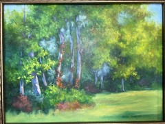 Oil on Canvas Painting Impressionist Colorful Trees in Forest Karla Runquist