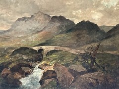 Antique Painting Impressionist Landscape River Bridge Large Oil Mystery 19th