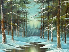 Phillip Cantrell Large Framed Signed Winter Scene Landscape Oil Painting 36 x 48