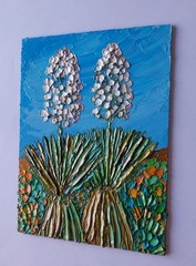 Framed Yuccas New Mexico Desert Southwest Landscape 6×8” Oil Painting Original