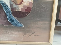 E Lee Vtg. Large Original Acrylic on Canvas( Indian Women) (42in x52in) Framed