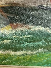 Vtg Original Oil Painting Sailing Ship Nautical Seascape Signed J James Gallery
