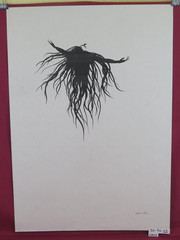 50×70 cm Signed Drawing Cristina Bullio Female Portrait Black Hair c5