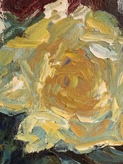 Framed Rose Impressionist Oil Painting Vintage Suzuki Japanese Manet