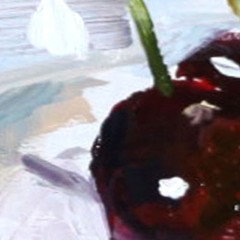 RED CHERRIES still life Oil painting UKRAINE 8X10