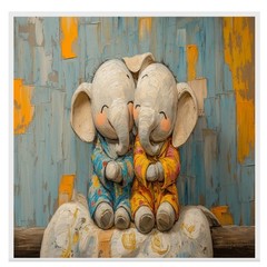 Baby Elephants in Pajamas for Nursery Flat Rolled, Framed or Wrapped Canvas
