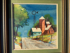Original George Sperl Watercolor Farm Scene