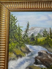 „A River Landscape Scene“ Oil Painting – Framed