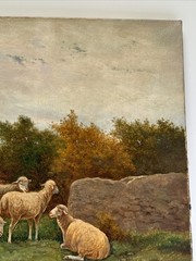 Antique Painting 1920’s Landscape Sheep Nature Signed Listed Famous Oil Canvas