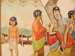 Antique Herbert M Stoops Native American Children W/C Painting #2