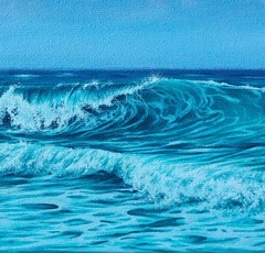 Seascape Ocean Painting Waves Landscape Blue Seaside Beach Nautical Original Art