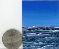 ORIGINAL 2×1.5 Acrylic Miniature Nautical Waves Sea Ocean Seaside Painting HYMES