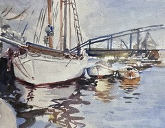Boats In Miami River After John Singer Sargent – Original Watercolor Painting