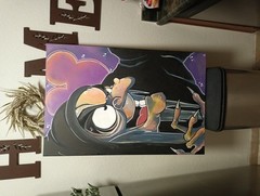 Cartoon Woman Figure Pop Art Painting Wall Art Unframed Single Piece