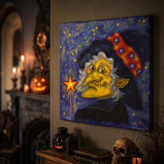 Vintage Halloween Painting – 2006 Hand Painted by M Millier – 17×16