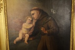 Antique Oil Painting Saint Anthony of Padua with Child Jesus 18th Century