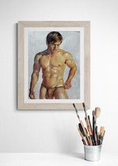 🎨 ORIGINAL NUDE MALE WATERCOLOR PAINTING by Eric Fisher