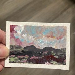 Original Painting Landscape ACEO ATC Artist Card Abstract Acrylic on Paper
