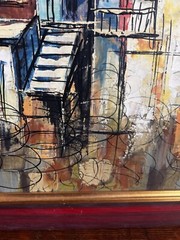 Avigdor Oil Painting Of An City Scape Multi Colored Signed Bottom Right And Back