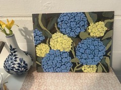 Original 8×10 Acrylic Hydrangea Painting by Maria Avila,Mixed Media MdF Board