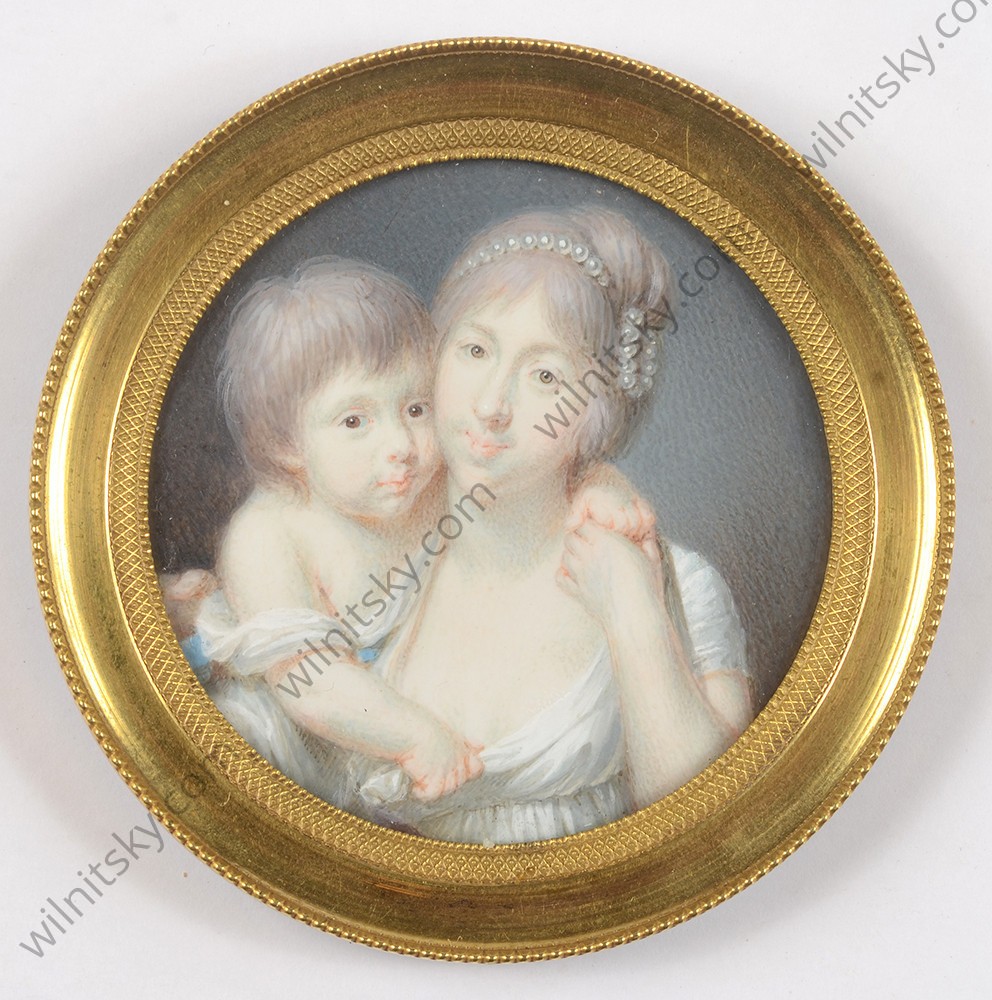 “Mother and child”, Italian (?) miniature, ca. 1800